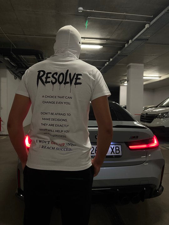 WHITE T-SHIRT - ,,RESOLVE"